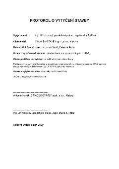 Protokol o vytyčení stavby